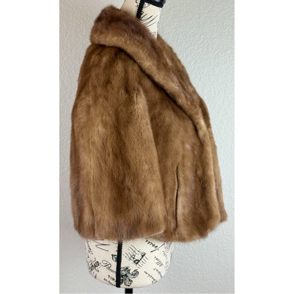Vintagr Fur Morton’s 40s 50s 60s Luxury Brown Silky Lining Cape Jacket OS - Picture 3 of 12